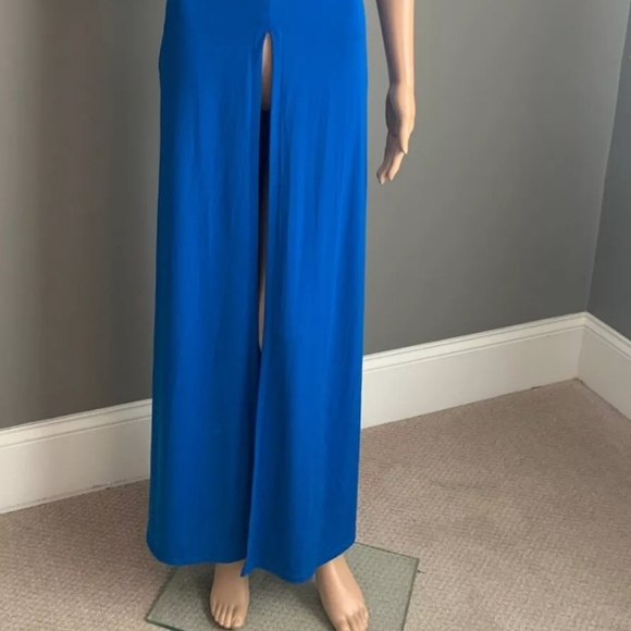 VENUS Royal Blue Maxi Dress with front Slit, Womens Sz Large stretchy sleeveless - Picture 7 of 7